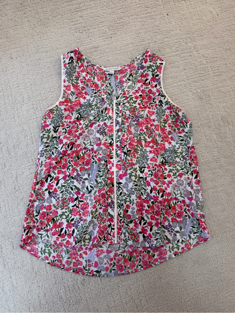 41 Hawthorn Pink Floral Zip-Front Sleeveless Blouse